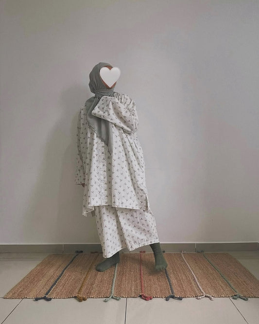 HATISAMA ‘26: Teh Loose Kurung Set in Putih Melati