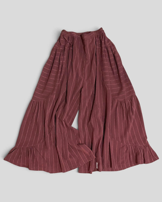 Sarai Tiered Flare Pants in Plum