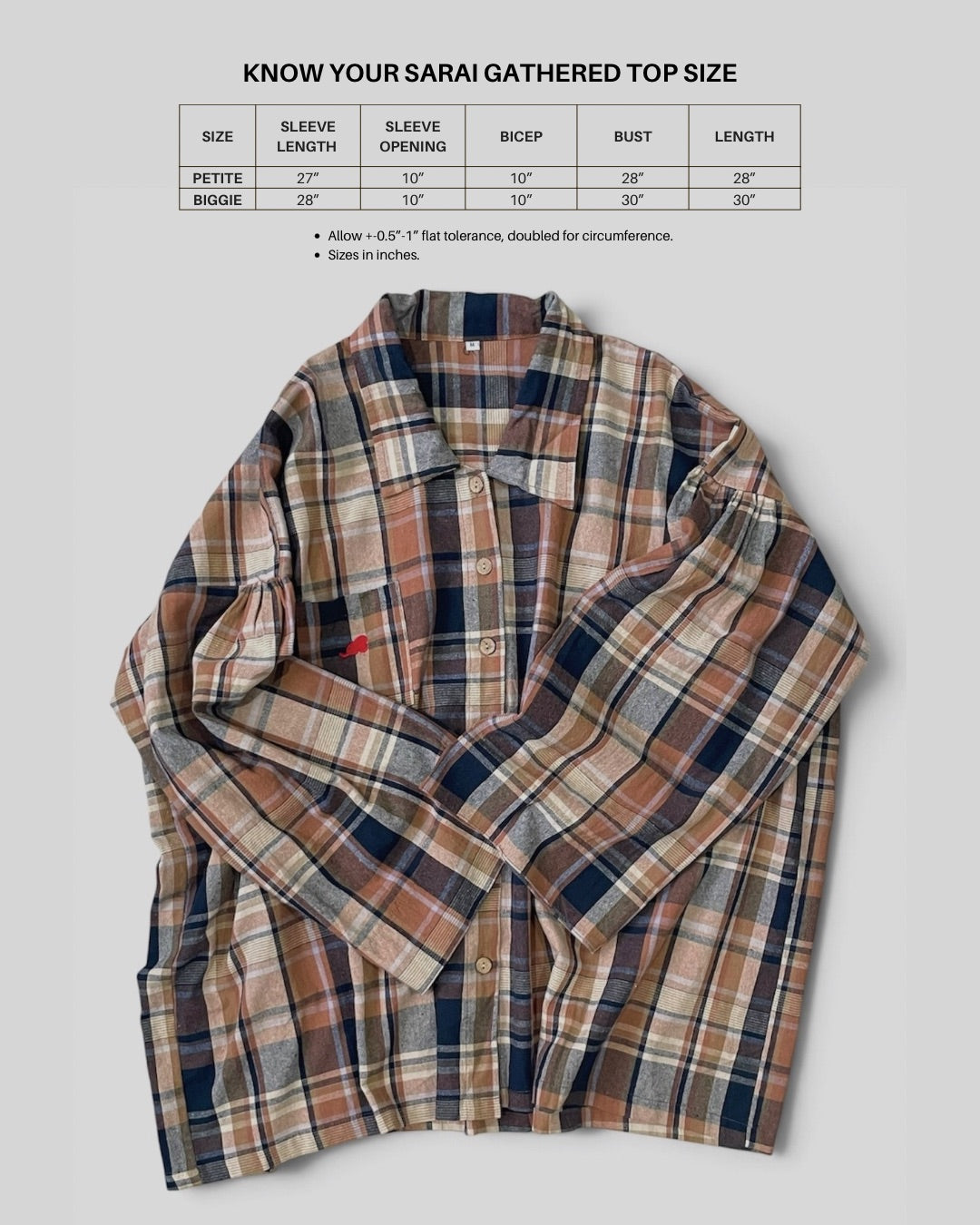 Sarai Gathered Top in Tartan