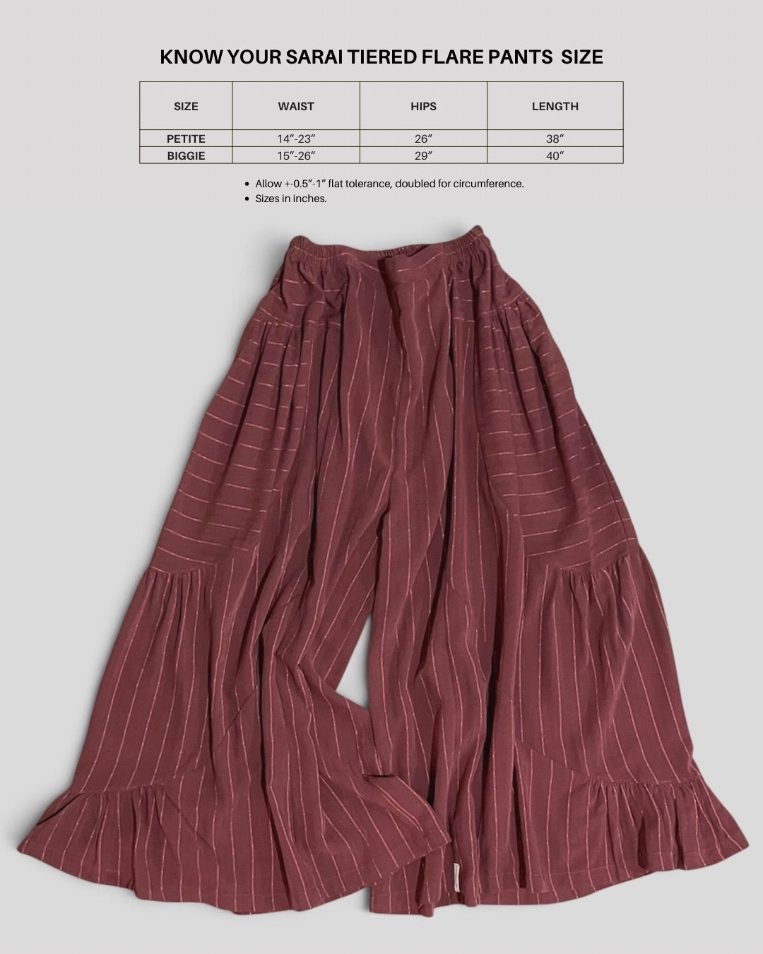 Sarai Tiered Flare Pants in Plum