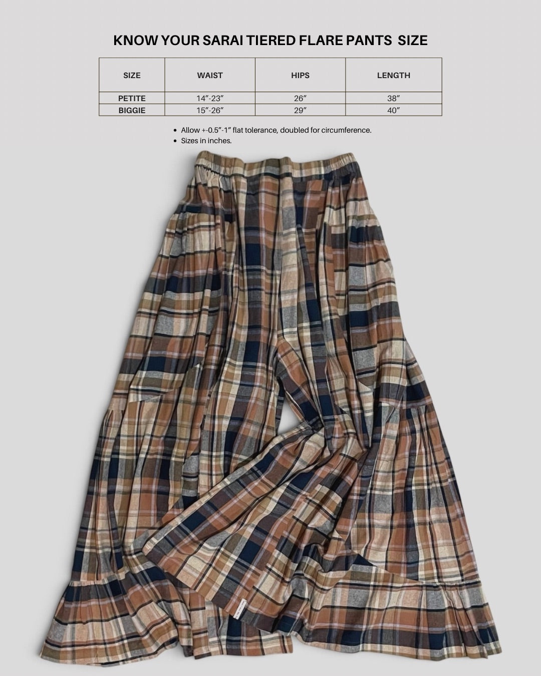 Sarai Tiered Flare Pants in Tartan