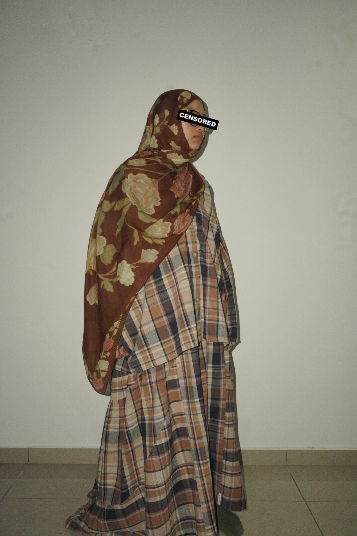 Sarai Gathered Top in Tartan