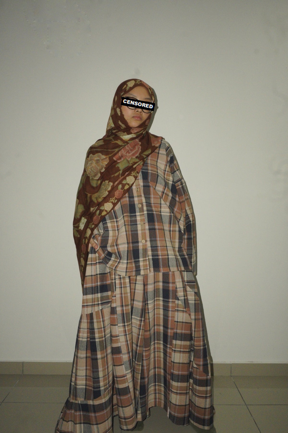 Sarai Gathered Top in Tartan