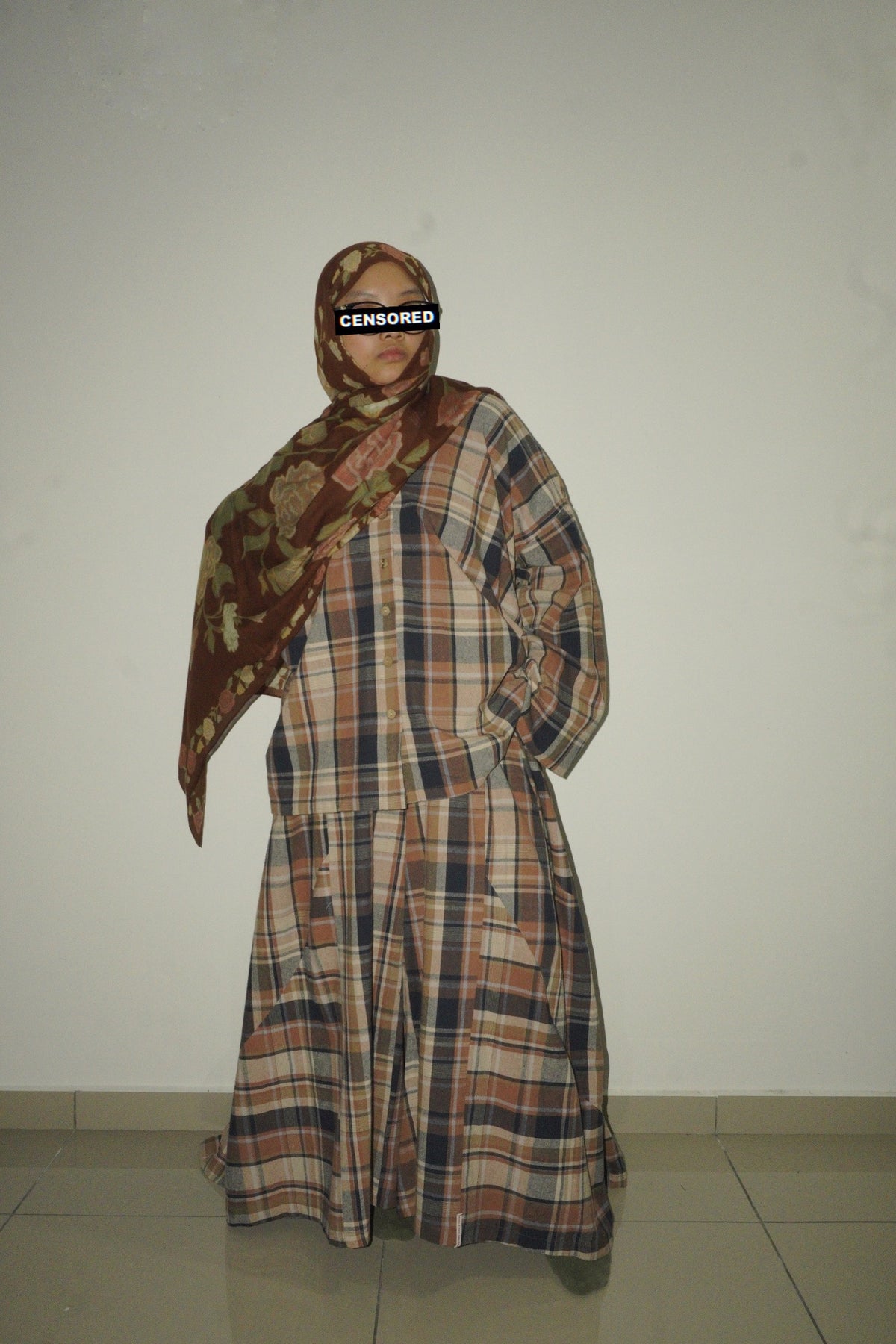 Sarai Gathered Top in Tartan