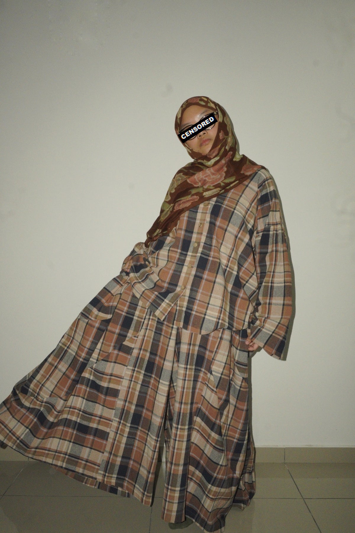 Sarai Gathered Top in Tartan